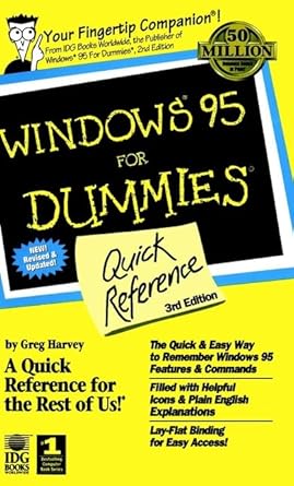 windows 95 for dummies quick reference 1st edition greg harvey 0764501836, 978-0764501838