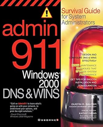 admin911 windows 2000 dns and wins 1st edition dustin sauter 0072131543, 978-0072131543