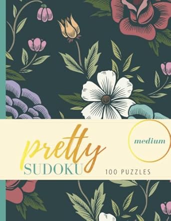 pretty sudoku medium 100 puzzles puzzle book for adults large print floral and green sudoku brain teaser gift