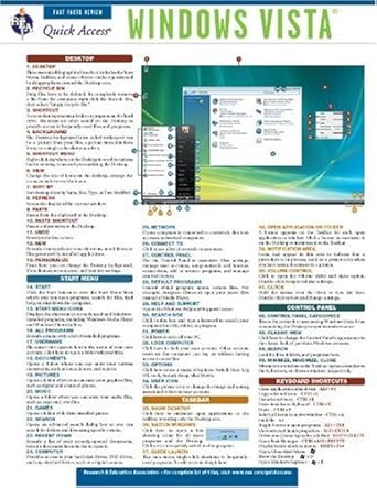 windows vista reas quick access reference chart 1st edition editors of rea 0738607584, 978-0738607580