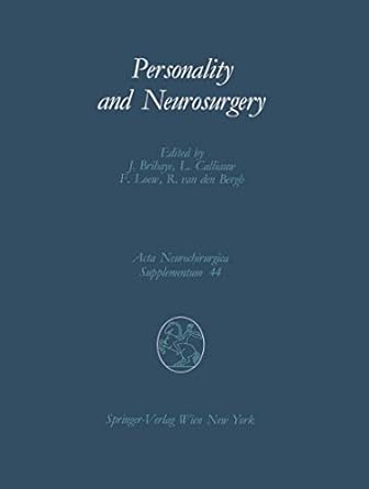 personality and neurosurgery proceedings of the third convention of the academia eurasiana neurochirurgica