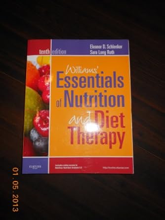 williams essentials of nutrition and diet therapy 1st edition eleanor schlenker phd rdn ,sara long roth phd