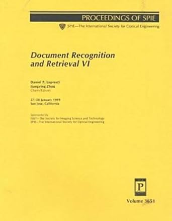 document recognition and retrieval vi 27 28 january 1999 san jose california 1st edition daniel p lopresti