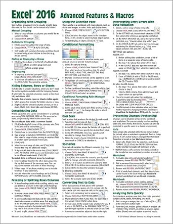 microsoft excel 2016 advanced and macros quick reference guide windows version 1st edition beezix inc