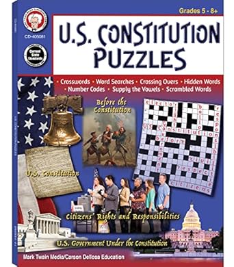 mark twain us constitution puzzle book american history books with crossword puzzle word search and more