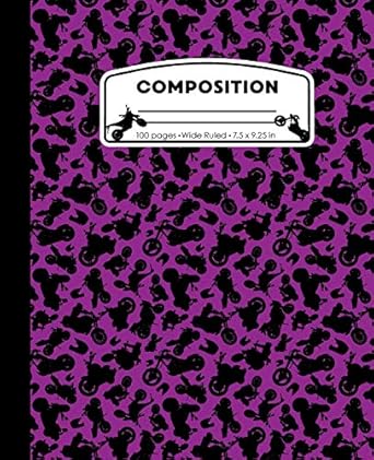 composition motorcycle purple and black marble composition notebook for boys or girls biker chopper bike