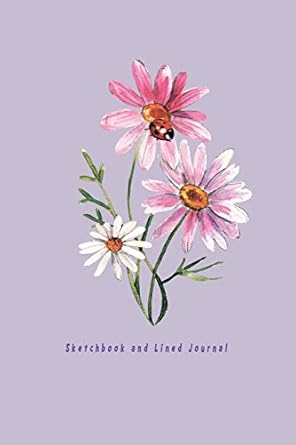 sketchbook and lined journal violet flower cover dual design alternating half college ruled half blank