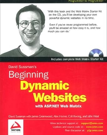 beginning dynamic websites with asp net web matrix 1st edition david sussman 1861007922, 978-1861007926
