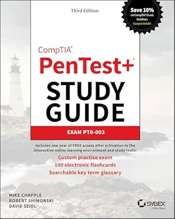 comptia pentest+ study guide exam pt0 003 1st edition mike chapple ,robert shimonski ,david seidl 1394285000,