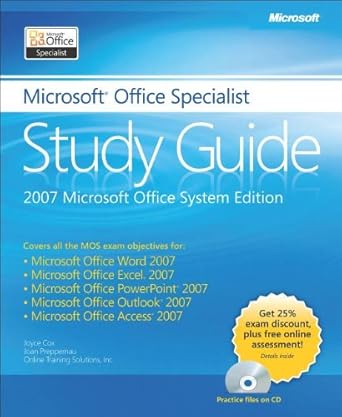 the microsoft office specialist study guide 1st edition joyce cox ,joan preppernau 0735649715, 978-0735649712