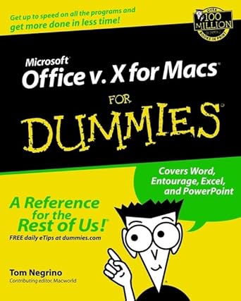 microsoft office v x for macs for dummies 1st edition tom negrino 0764516388, 978-0764516382