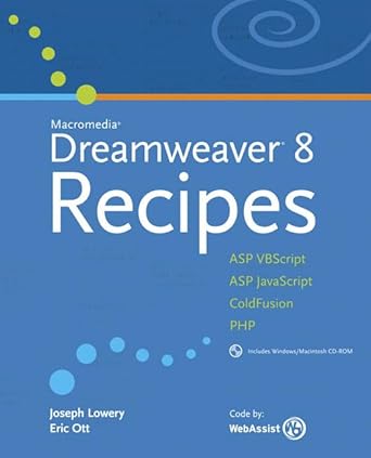 macromedia dreamweaver 8 recipes asp vbscript asp javascript cold fusion php 1st edition joseph lowery ,eric