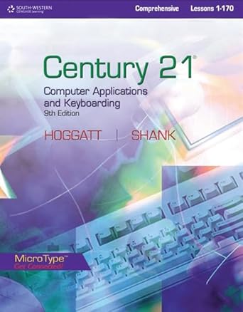 century 21 computer applications and keyboarding comprehensive lessons 1 170 1st edition jack p hoggatt ,jon