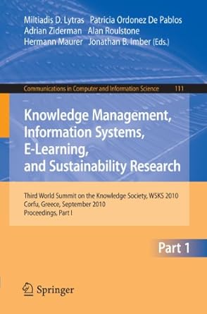 knowledge management information systems e learning and sustainability research third world summit on the
