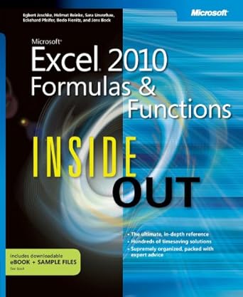 microsoft excel 2010 formulas and functions inside out 1st edition egbert jeschke ,helmut reinke ,sara