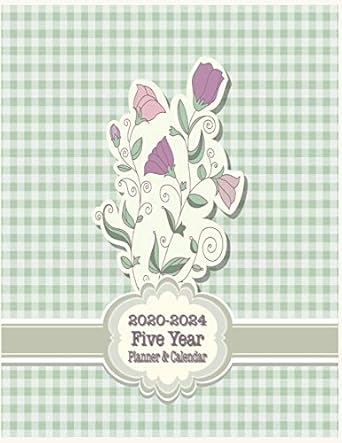five year planner and calendar large long term 60 monthly agenda organizer romantic green floral 1st edition