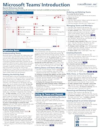 microsoft teams introductory quick reference training tutorial guide 1st edition teachucomp inc 1958446319,