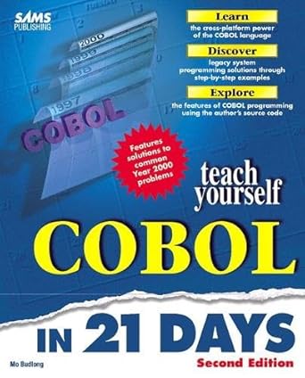 teach yourself cobol in 21 days 1st edition mo budlong 0672311372, 978-0672311376