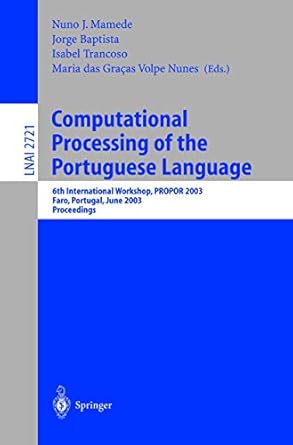 computational processing of the portuguese language 6th international workshop propor 2003 faro portugal june
