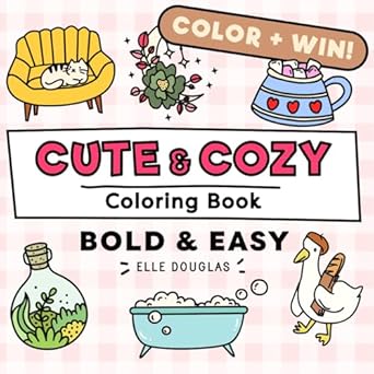 cute and cozy coloring book bold and easy simple stress relief for adults teens and kids super cute animals