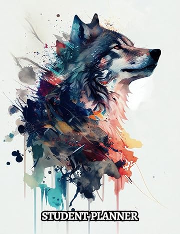 watercolor wolf student planner weekly and monthly academic year assignments and homework tracker daily