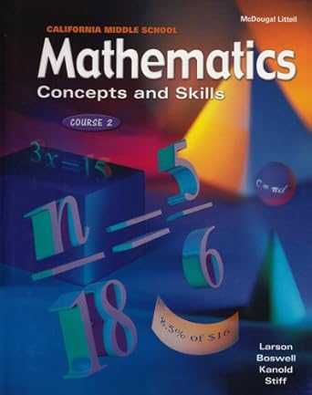 mcdougal littell concepts and skills california   course 2 2001 1st edition larson ,boswell ,kanold