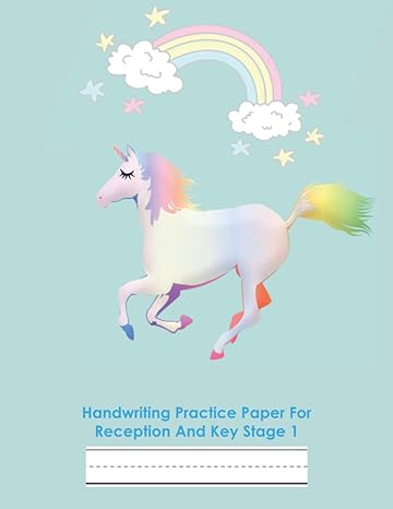 mint green unicorn handwriting practice paper for reception and key stage 1 handwriting exercise book for