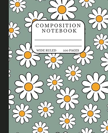 wide ruled composition notebook retro 70 s flowers aesthetic journal daisy floral pattern cute school