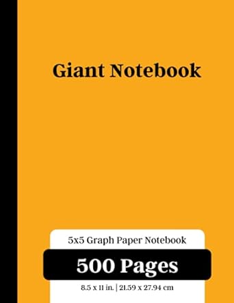 giant notebook 500 pages 5x5 graphing grid paper for math science engineering accounting students orange 1st