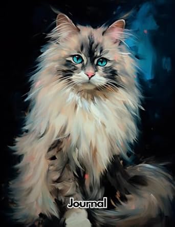 oil painted abstract ragdoll cat journal wide ruled for back to school office work kitten gift for pet lovers