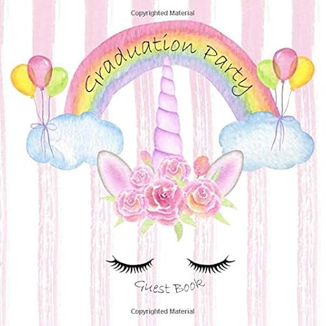 graduation party guest book guestbook for the commencement ceremony i remembrance i gift idea i unicorn