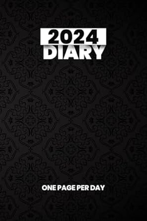 2024 diary dated one page per day planner royal black wide ruled pages marked with us holidays minimalistic