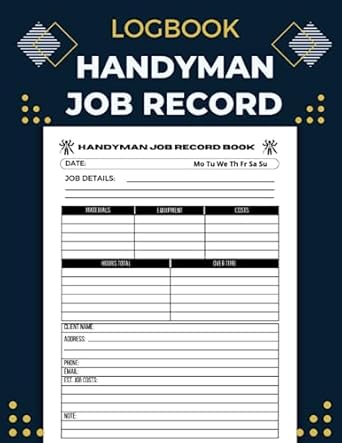 handyman job record logbook self employed handyman job details log book track contracts client records and