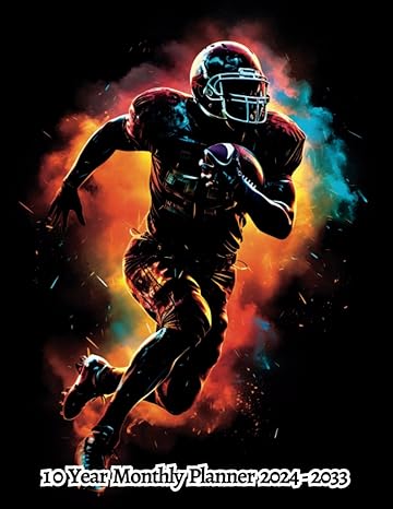 abstract american football 10 year monthly planner 2024 2033 large 120 month calendar gift for people who