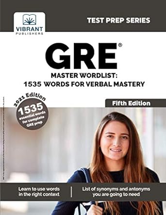 gre master wordlist 1535 words for verbal mastery 5th edition vibrant publishers 1636510175, 978-1636510170