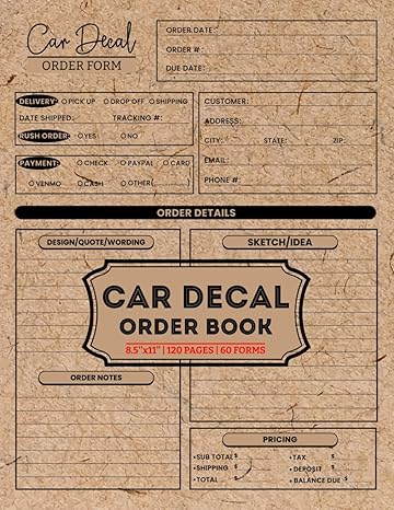car decal order book custom vinyl decal order form for small business daily decal order tracking organizer 60