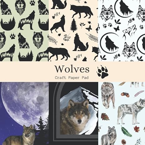 wolves craft paper pad wolf scrapbooking paper 1st edition quirky girl press b09vlwstqd, 979-8430950248