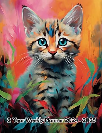 oil painted abstract bengal cat 2 year weekly planner 2024 2025 104 week sunday to saturday calendar for back