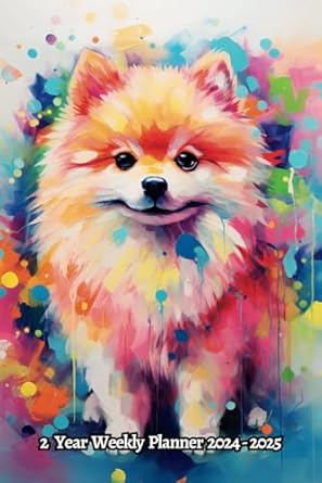 oil painted dog 2 year weekly planner monday to sunday 104 week international standard calendar iso 8601 for