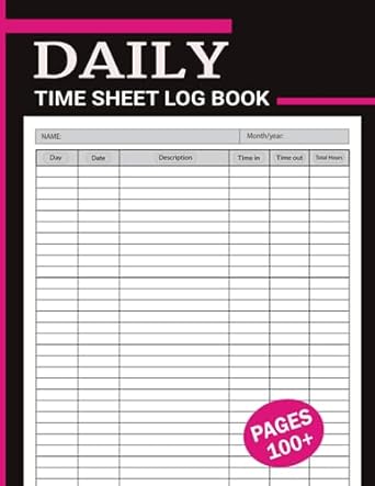 daily time sheet log book time sheets log book for employees work hours logbook undated employee time sheets