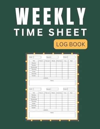 weekly time sheet log book time sheets log book for employees weekly work hours logbook tracker employee time