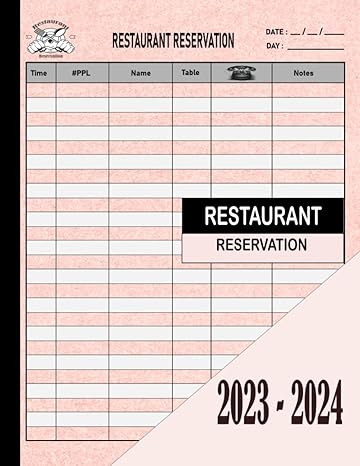 reservation book for restaurant 2023 2024 hostess table log book daily customer tracking guest booking diary