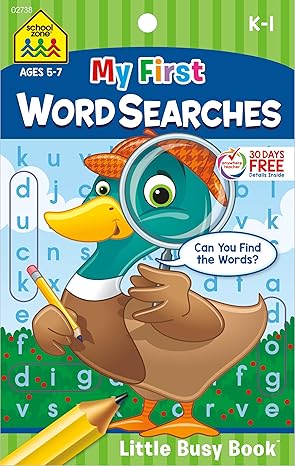 school zone my first word searches workbook ages 5 to 7 kindergarten to 1st grade activity pad search and