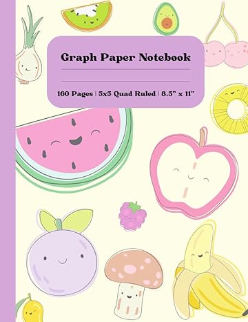 graph paper notebook kawaii fruits and vegetables 0 pages 8 5 x 11 quad ruled 5x5 large grid paper for math