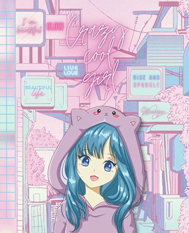 composition notebook anime blue hair anime girl kawaii motivational quad ruled graph paper for math and