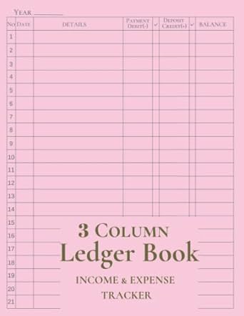 ledger book 3 column pink ledger book 8 5 x 11 inch 70 sheets/ 140 pages simple account ledger book perfect