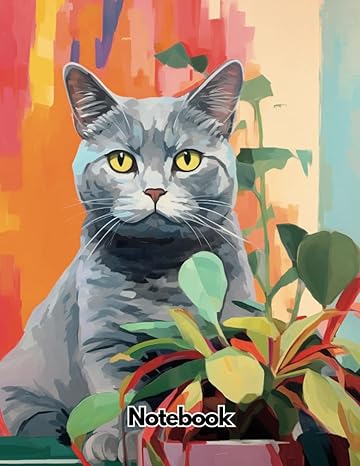 oil painted abstract british shorthair cat composition notebook college ruled for back to school office work