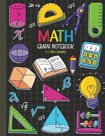 math graph notebook 1/2 inch squares large grid paper journal with 2 squares per inch for kids for basic