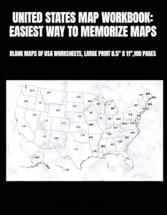 united states map workbook easiest way to memorize maps blank maps of usa worksheets large print 8 5 x 11 100