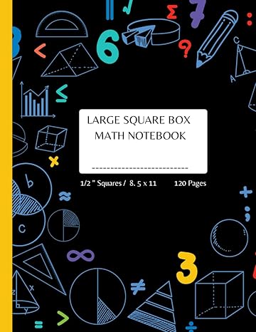 large square box math notebook 1/2 inch squares blank mathematics journal for student and home schooling 1st